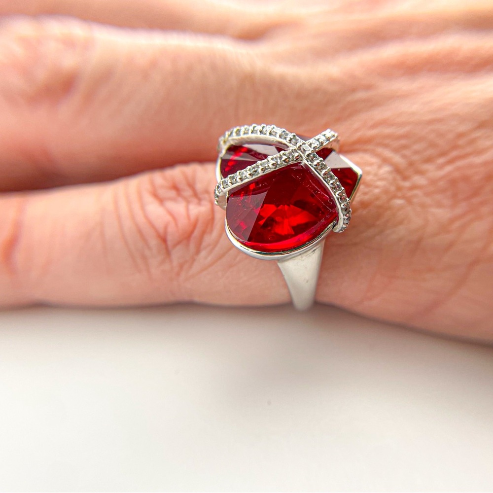 Sterling Silver Lab Created Ruby Heart Shaped Rin… - image 8